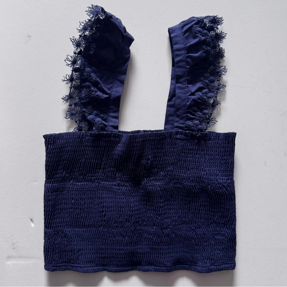 Peixoto Blue Cropped Lace Sleeve Tank Top Girl’s Size L (14-16 years) NWT